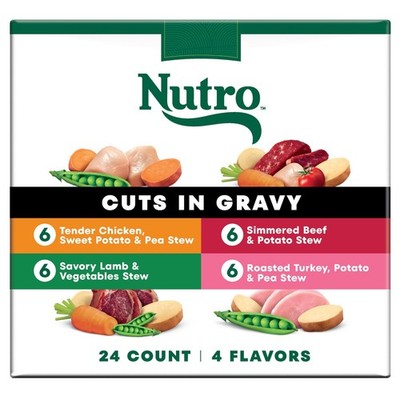NUTRO Adult Grain Free Wet Dog Food Cuts In Gravy Variety Pack 3.5 oz 24 Trays