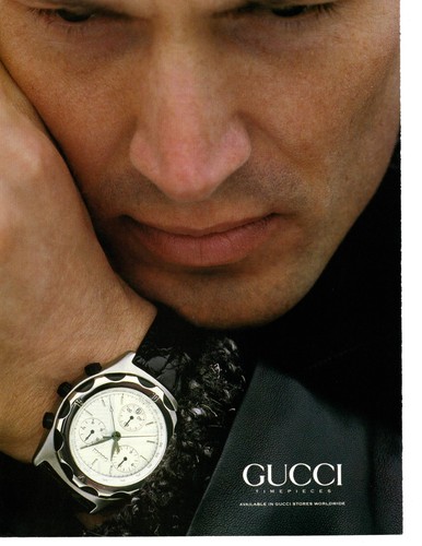 1991 Gucci Men's Wrist Watch Magazine Ad, Framable Wall Art, Vintage 1990s