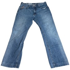 Ariat M4 Bootcut Jeans Men 38x33 Blue Denim Rodeo Denim Low Rise Med Wash Casual