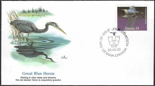 🍁Canada    #1095    "Great Blue Heron"     Brand New  1986  Fleetwood Cover