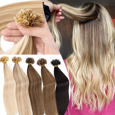 Remy Echthaar Keratin Bonding Haar Extensions Haarverlängerung 150 Strähnen Lang