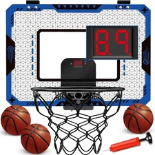 Indoor Basketball Hoop for Kids Age 5-10, with Electronic Scoreboard & 3 Balls -