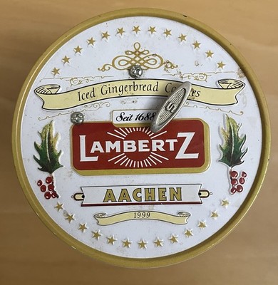 1999 Lambertz Aachen Musical Tin Wind Up Music Box Gingerbread Cookies EUC