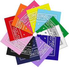 12 Pack Bandanas Unisex Paisley Cowboy Bandanas Bulk Multi Purpose Headband Scar