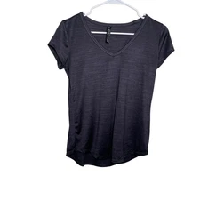 90 Degrees by Reflex T-Shirt Women's XS Gray V-Neck Lightweight Short Sleeve
