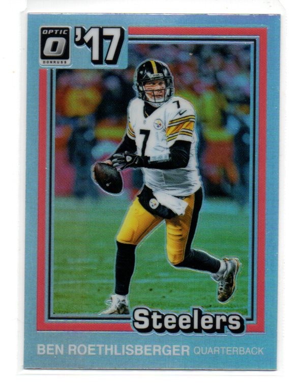 Ben Roethlisberger #15 Football Cards 2017 Panini Donruss Optic 1981 Tribute trading card — raw and PSA graded price guide