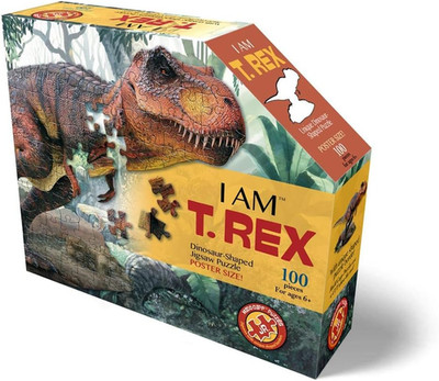E11Even, LLC  Puzzles Jr. - I AM T-Rex - 100 Pieces - Animal Shaped Jigsaw Puzzl