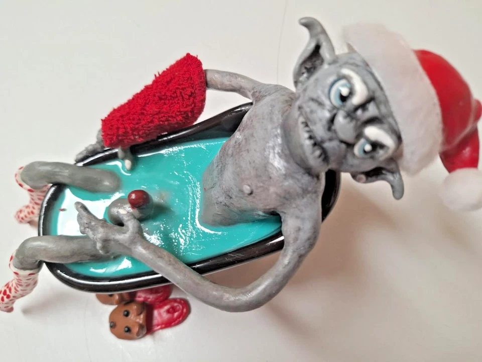 HO HO HO Santa's Anatomically Correct Ornery Elf Gnome Art Doll Sculpt in tub - Image 3 of 4