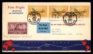 Mayfairstamps Philippines Manila to Honolulu HI air mail First Flight Cover aaz_