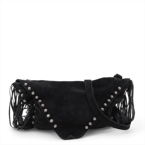 Chrome Hearts Shoulder bag Leather Black × Silver Fringe cross ball decoration
