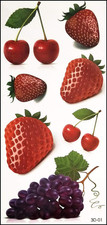 PARITA Tattoos Red Cherry Grapes Strawberry Sweet Summer Fruit Cartoon Temporary