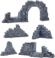 Ruined Stone Walls Set Terrain Scenery for 28mm Miniatures Wargame Diorama