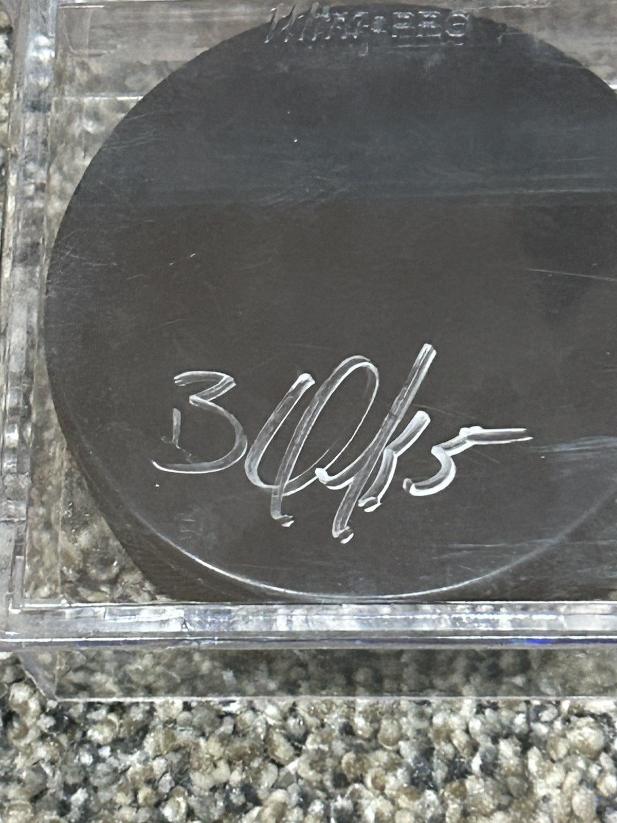 Brett Clark #5 Lake Erie Monsters Signed Hockey Puck
