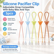 Adjustable Silicone Anti-drop Leash Compatible With Baby Pacifiers And Toys Set