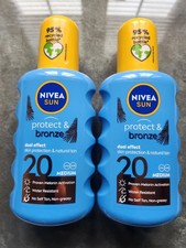 Nivea Sun Protect & Bronze . SPF 20 Medium . 2 x 200ml Bottles .  New 47.48 per litre