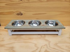 Elevated dog feeding Stand 3 bowls Small dog feeding station Triple dog feeder