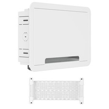 In Wall Media Box 9 Inch Structured Wiring Enclosure Removable Plate White Cable