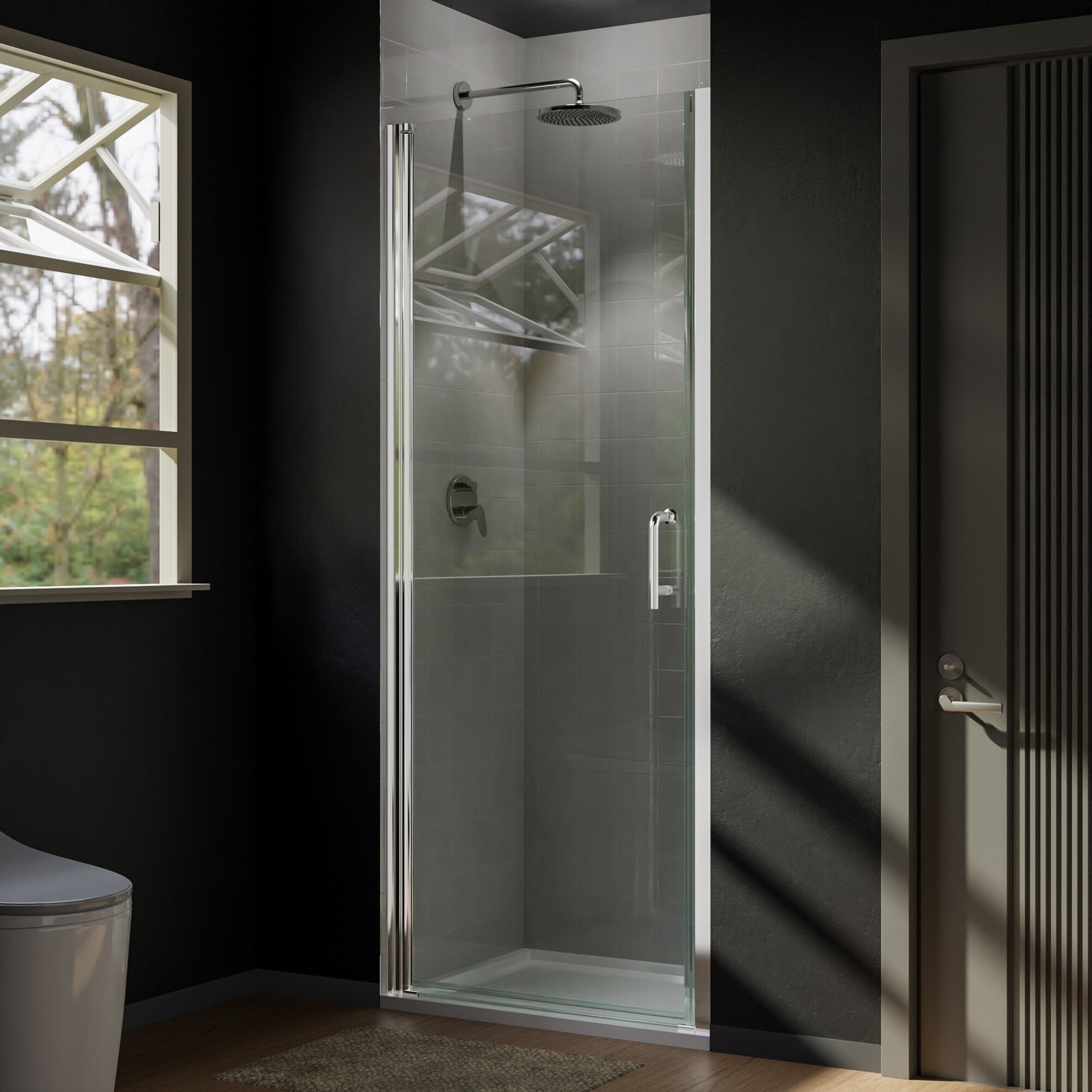 Frameless Pivot Shower Door with Clear Glass for Modern Bathrooms