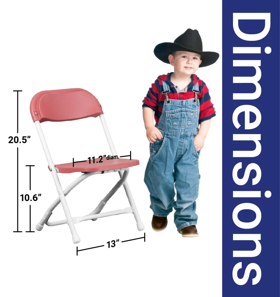 Kids Plastic Folding Chairs Red Kindergarten Preschool Child 220 lb Limit 4 Pk - Image 2 of 4