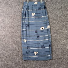 VTG Chaus Womens 4 Blue Striped Floral Maxi Skirt Y2K Cottagecore Career Chic