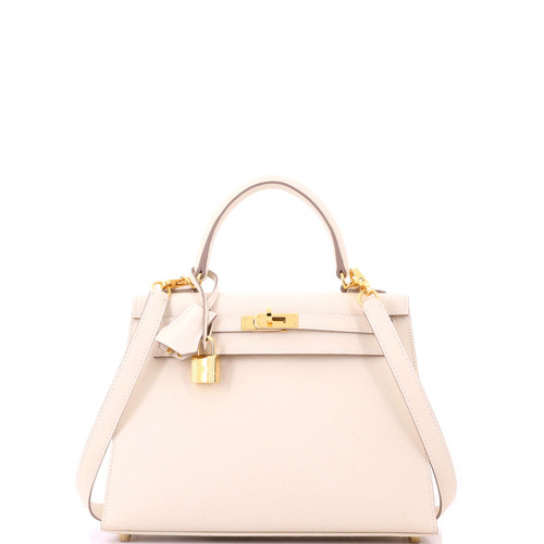 Hermes Kelly Handbag Light Epsom with Gold Hardware 25