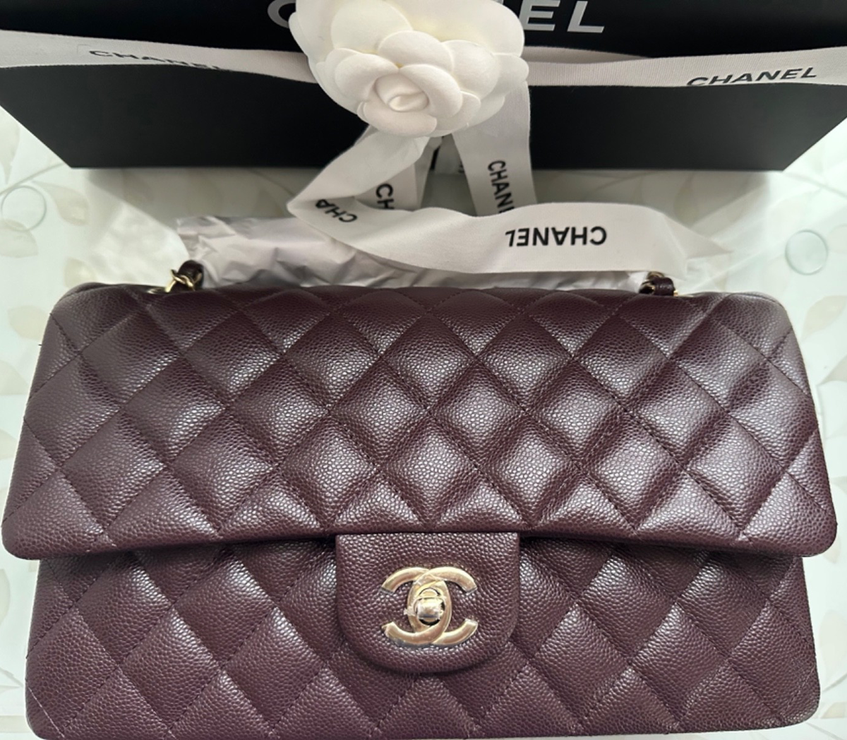 New REV 25A CHANEL Medium Classic Flap Dark Brown