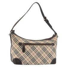 BURBERRY Nova Check Shoulder Bag Canvas Beige Silver Auth 168863A