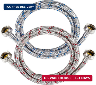 #ad 4 Ft Washing Machine Hoses 2 Packs Premium Stainless Steel Washer Hoses Burst P $21.35