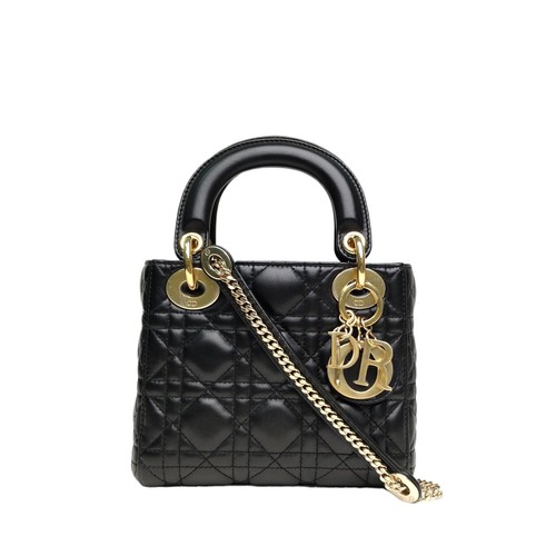 DIOR Lady Dior Three-compartment Bag Black Lambskin  Shoulder Bag