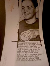 1957 TERRY SAWCHUK NHL HOCKEY PHOTO BOSTON BRUINS SUSPENSION GOALIE AHL OHA WHA