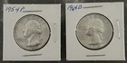 1954 P, 1964 D WASHINGTON QUARTERS, CIRCULATED, UNGRADED