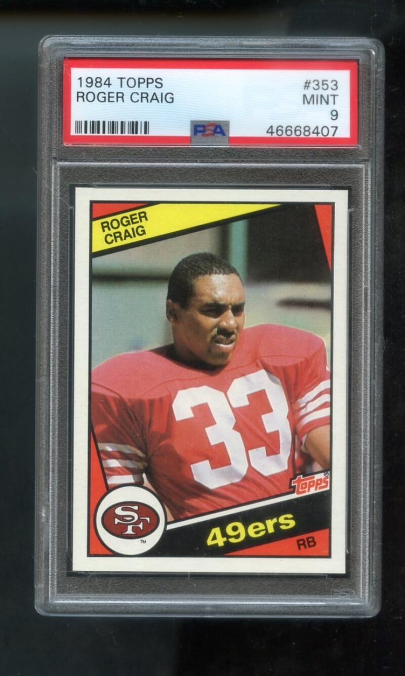 1984 Topps #353 Roger Craig 49ers ROOKIE RC MINT PSA 9 Graded Football Card NFL