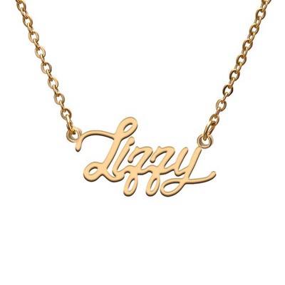 Lizzy Name Tag Necklaces for Her His Friends Familys Relationship Memory Jewelry