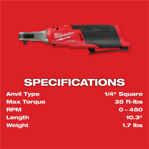 Milwaukee 2566-22 M12 FUEL 1/4" High Speed Ratchet Kit with LED Light - Picture 8 of 15