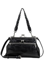 Patricia Nash Lucy Leather Double Frame Crossbody Black