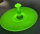 Vintage Green Uranium Glass Anchor Hocking Spiral 9” Sandwich Tray 1928-30