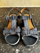 Clarks Unstructured Size 6 D Navy Blue Leather Sandals  Fully Adjustable
