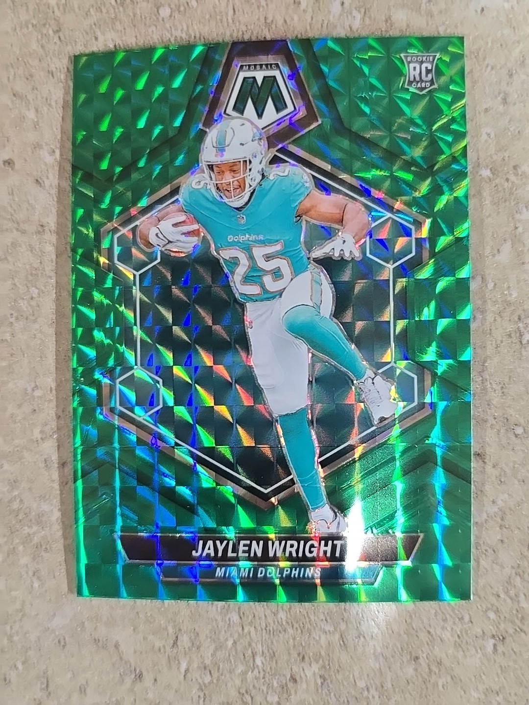 2024 Panini Mosaic Jaylen Wright Green Prizm RC #383 Dolphins