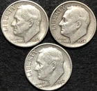 1953-S 1954 S 1957 SILVER DIME COIN LOT 3 pc