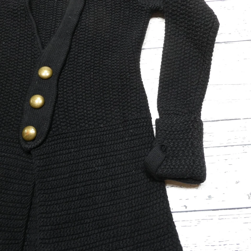 Suéter Mayle Mujer Mediano Negro Texturizado Tejido Botón Cárdigan Chaqueta Único Foto 4 de 4