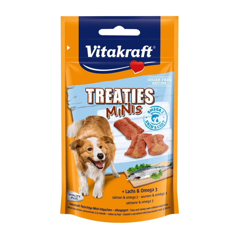 Vitakraft Hundesnack Treaties Minis Lachs & Omega 8x 48 g - Hunde Leckerli Snack