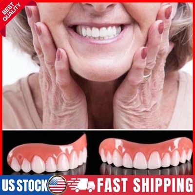 Upper & Lower Silicone False Teeth Dental Veneers Dentures False Tooth Smile Kit