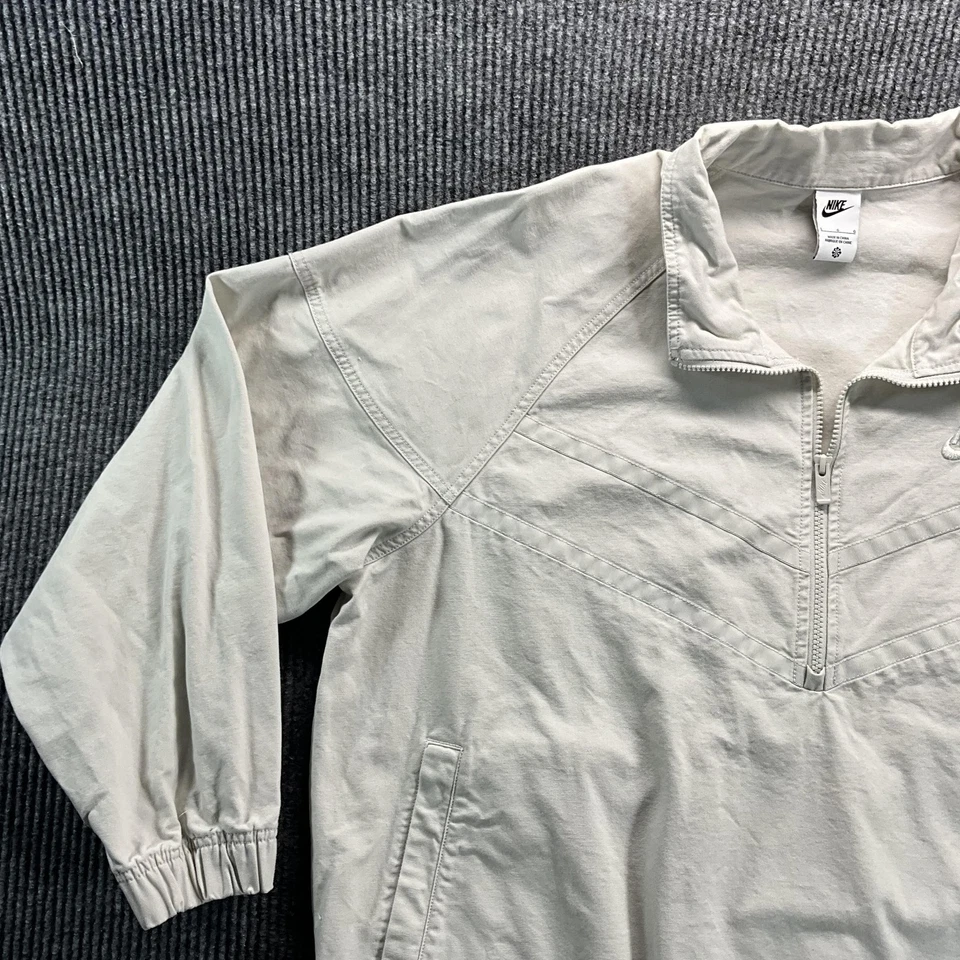 Chaqueta Nike Para Hombre Grande Beige Cuarto Cremallera Pullover 100% Algodón DX0696-072 Foto 4 de 4