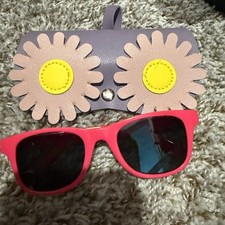 NWOT Vibrant Pink Kids Sunglasses with Floral Case