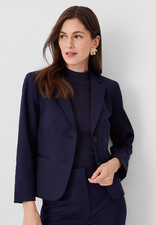NEW ANN TAYLOR NIGHT SKY CROPPED TWO BUTTON STRETCH COTTON BLAZER JACKET SZ 2