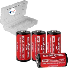 4 Pack  CR123A Lithium Battery 3V with Lightjunction Battery Case