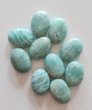 Lot of 10 Oval Amazonite Loose Beads Light Greenish Color Polished  18mm x 12mm