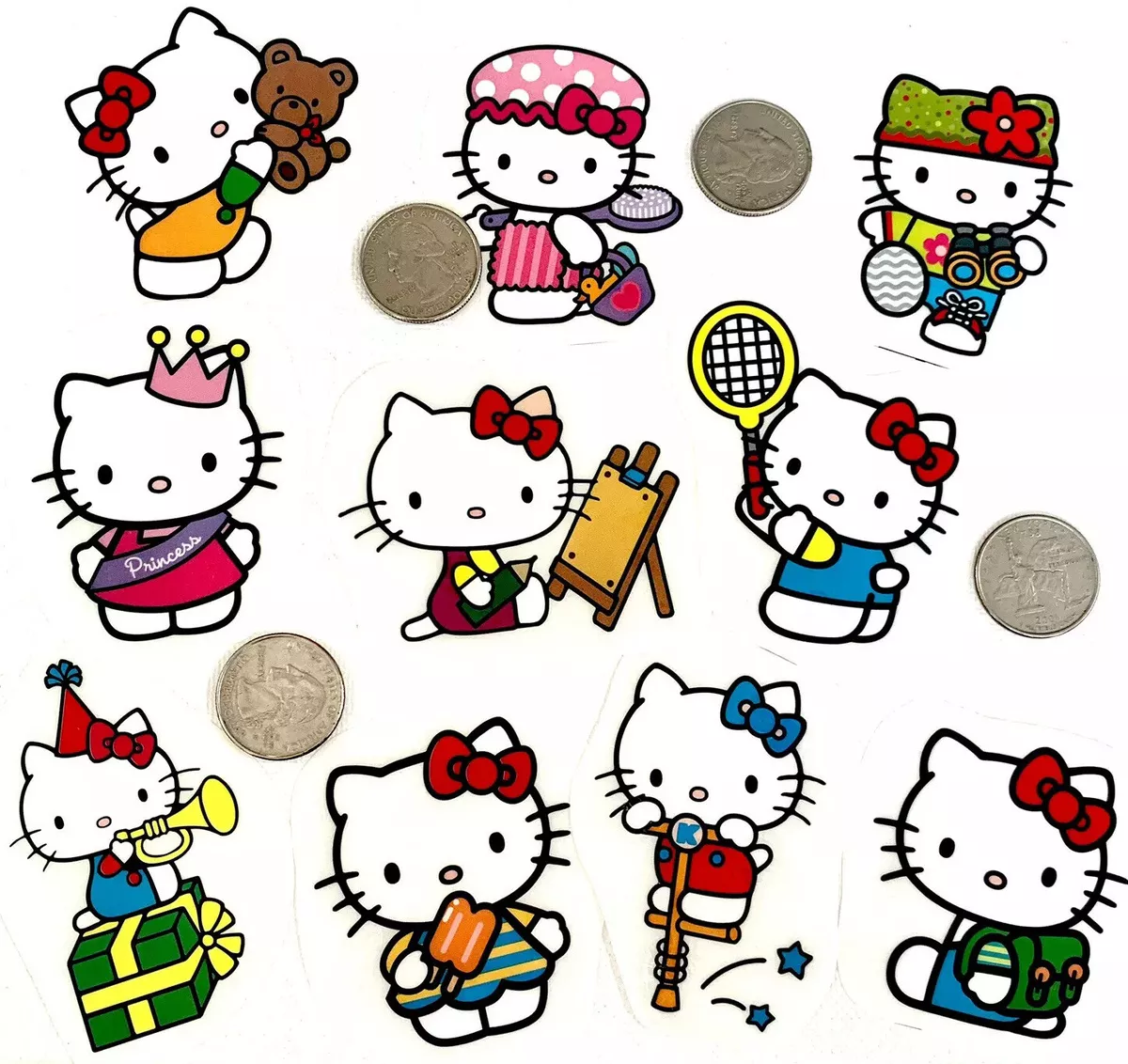 HELLO KITTY Stickers Waterproof Large Kawaii Lot for Laptop Cell Phone 10  PCS