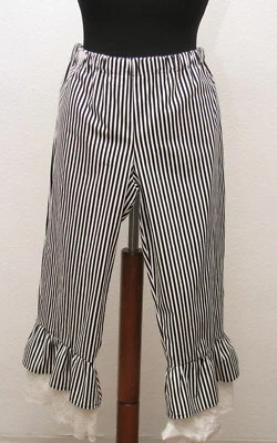 Lange Unterhose schwarz weiß gestreift Spitzenhose Lolita Steampunk Bloomers  - Bild 1 von 4