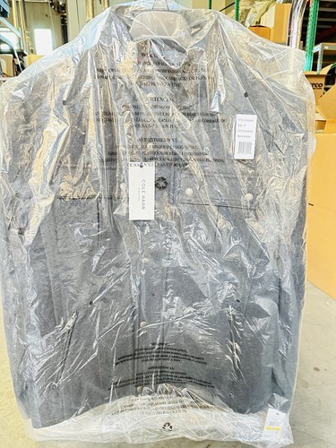 Cole Haan Men's Black Melton Zip-Up Wool-Blend Trucker Coat Jacket Size M - Picture 5 of 7